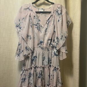 Misa Los Angeles Floral Pink and Blue Dress